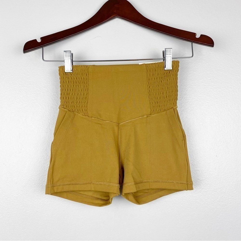 aerie High-Waist Athletic Shorts in Mustard
